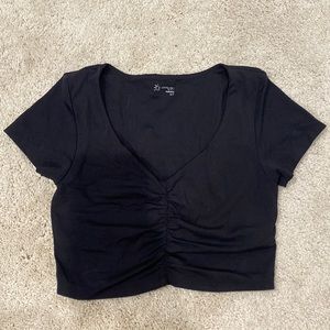 Black fitted crop top